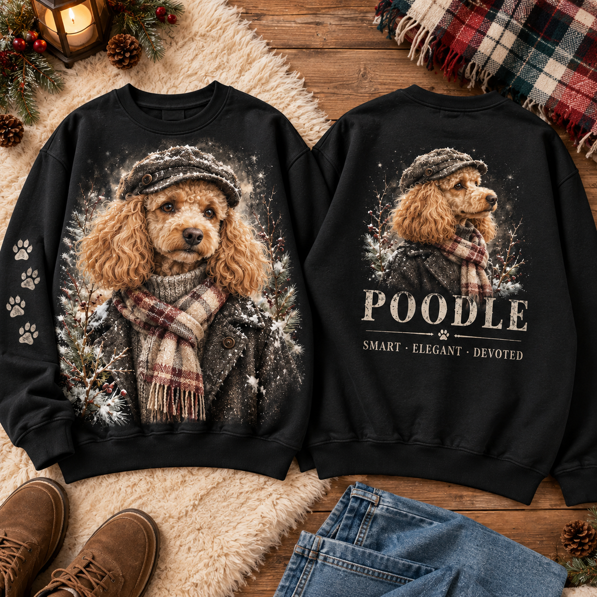 Winter Dog Lover Vintage Graphic Sweatshirt
