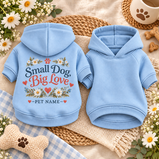 Personalized Small Dog Big Love Floral Pet Hoodie