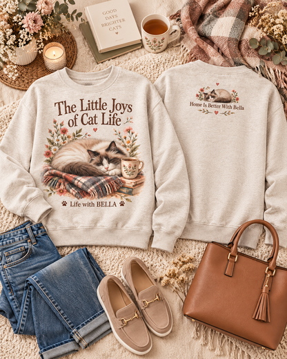 Personalized The Little Joys of Cat Life Custom Pet Name Cat Lover Sweatshirt