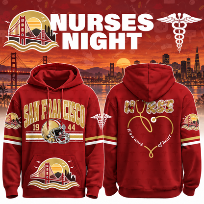 Nurses Night Football Team Spirit It’s a Work of Heart Hoodie