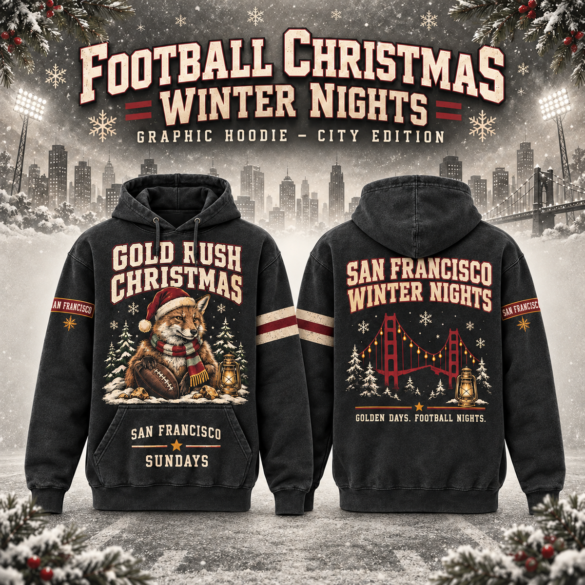 Football Christmas Winter Nights Graphic Hoodie – City Edition