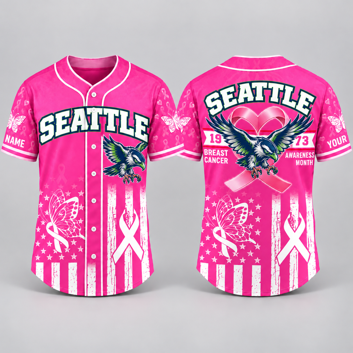 City Pride Pink Ribbon Breast Cancer Awareness Football Jersey