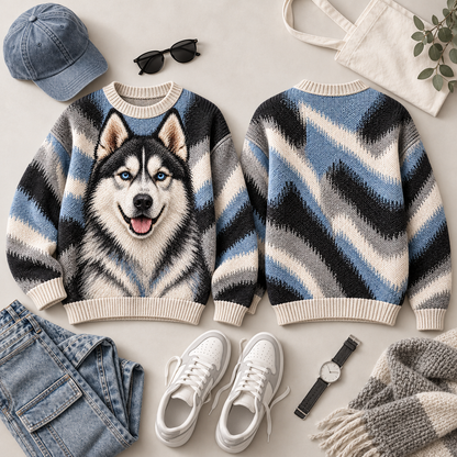 Dog Lover Wavy Striped Sweater