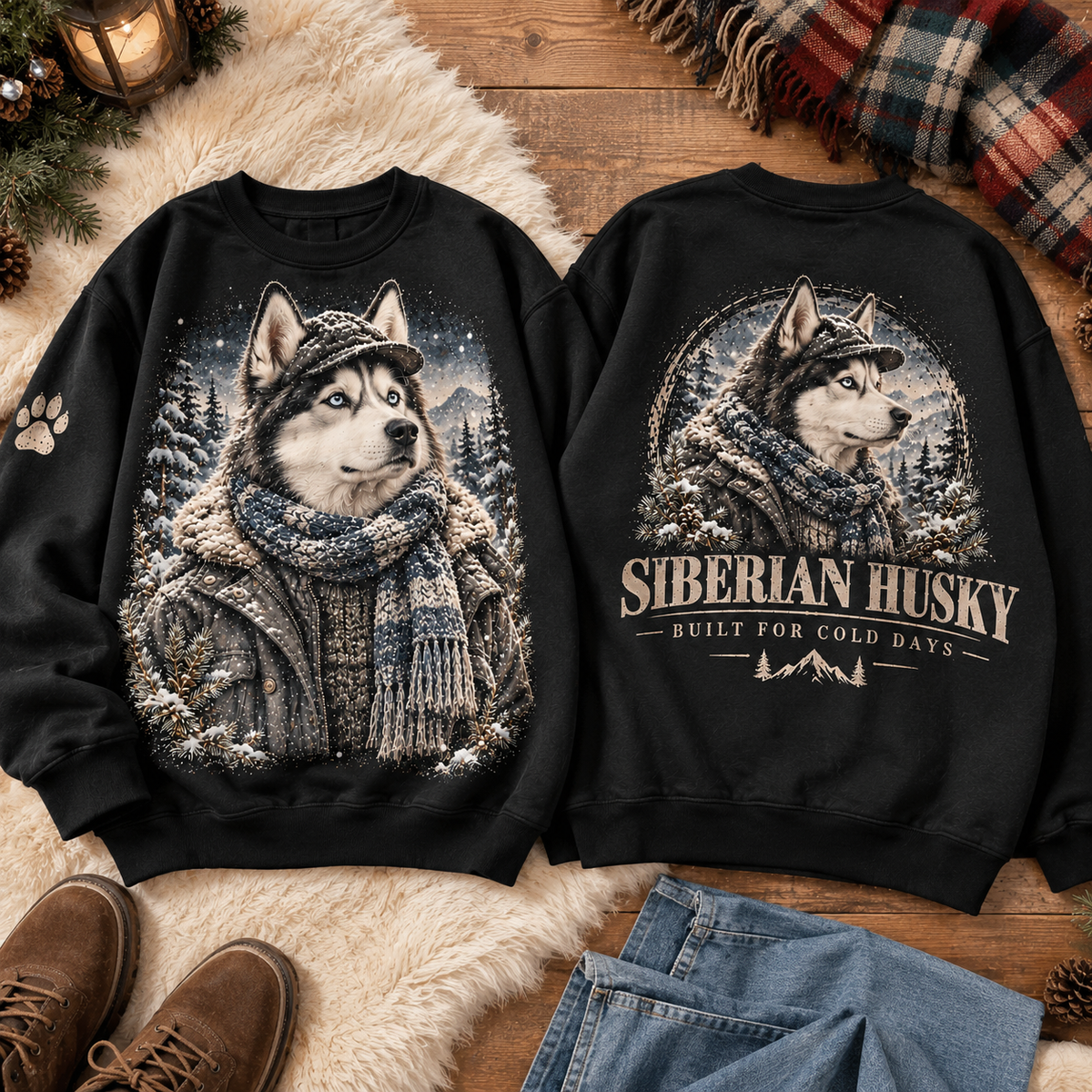 Winter Dog Lover Vintage Graphic Sweatshirt