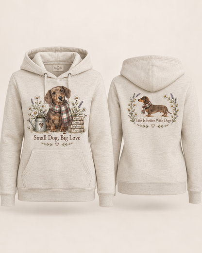 Small Dog Big Love Dachshund Floral Hoodie