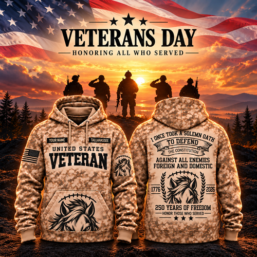 Tallahassee College Football Veteran Apparel – Camo Veteran – Wild Horse