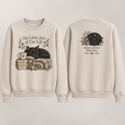 The Little Joys of Cat Life Cozy Black Cat Sweatshirt