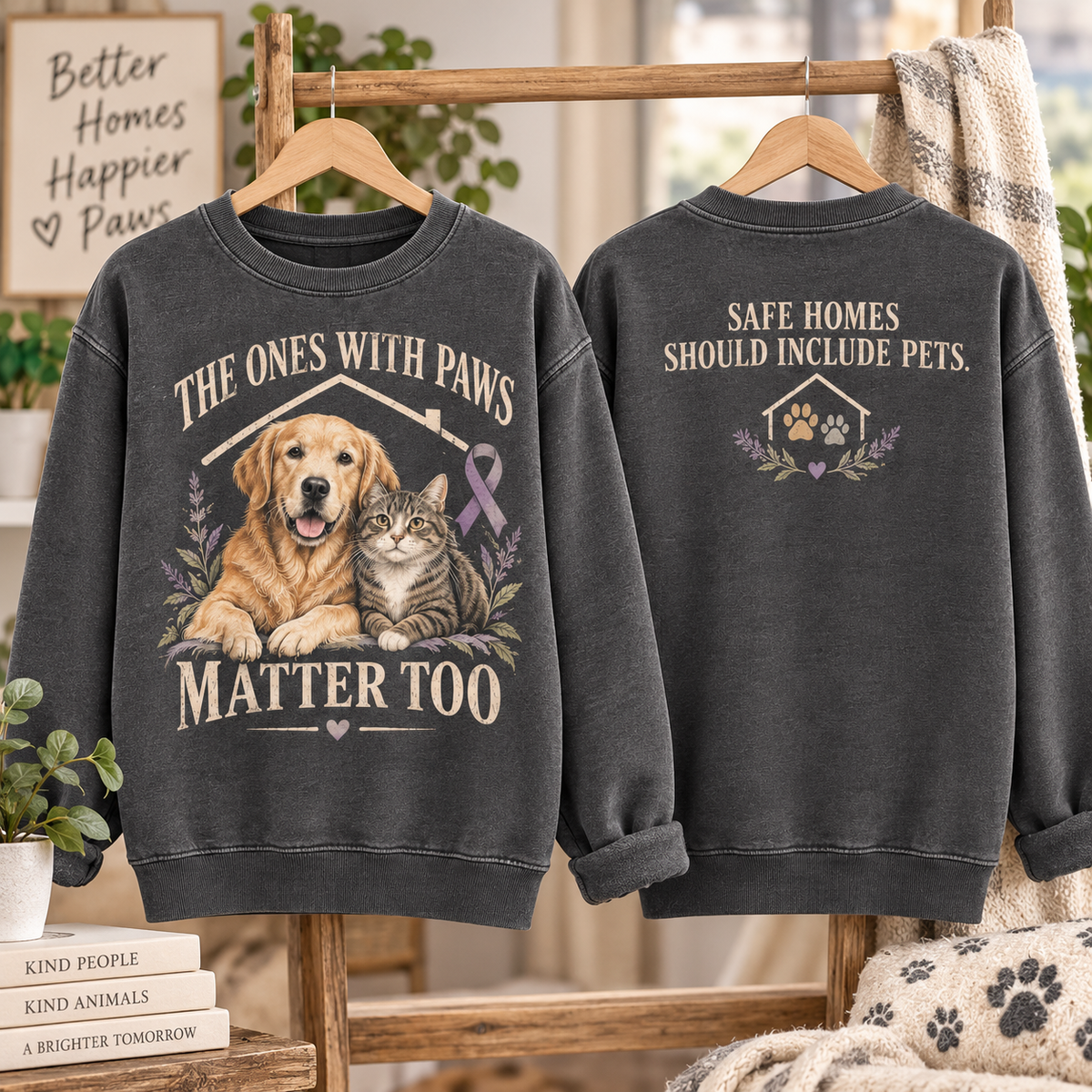 The Ones With Paws Matter Too Pet Domestic Violence Awareness Sweatshirt