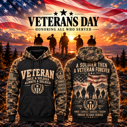 Veteran Forever Camo Sleeve Hoodie – Classic Edition – Style 02: Veteran Forever