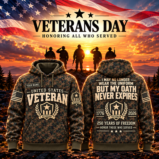 Veteran Oath Never Expires Camo Hoodie – Style 01: Veteran Shield