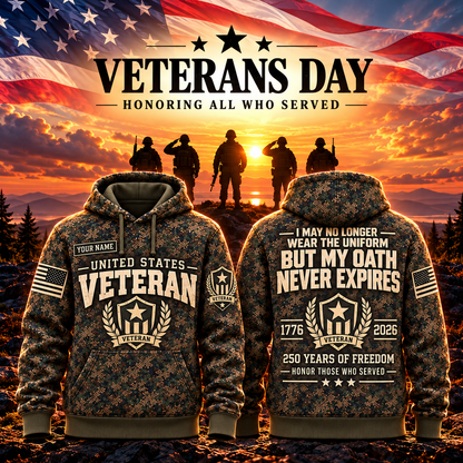 Veteran Oath Never Expires Camo Hoodie – Style 01: Veteran Shield