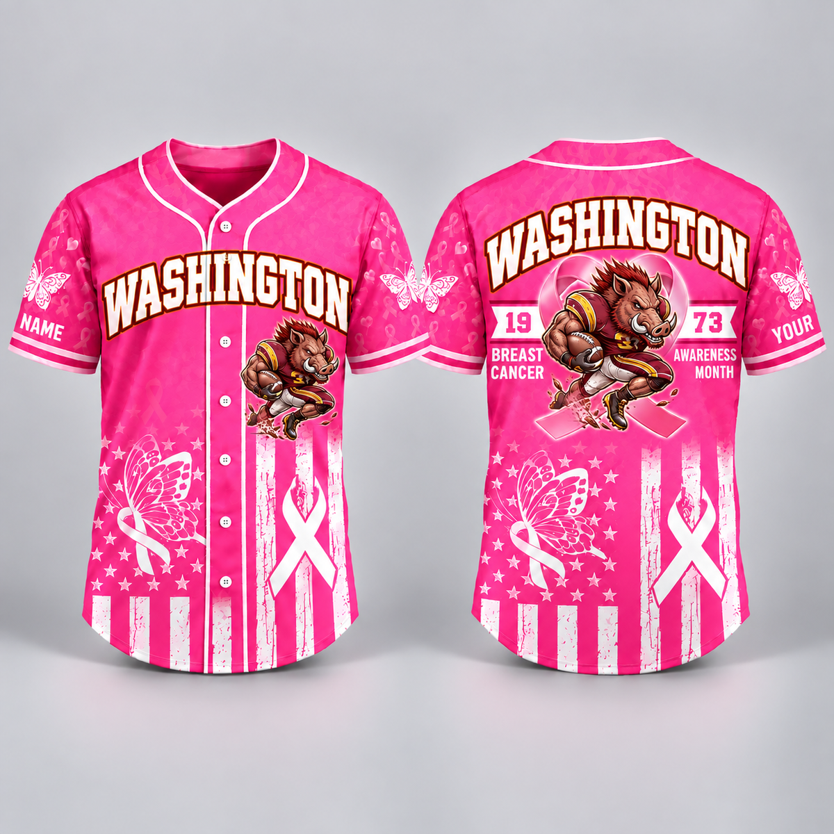 City Pride Pink Ribbon Breast Cancer Awareness Football Jersey