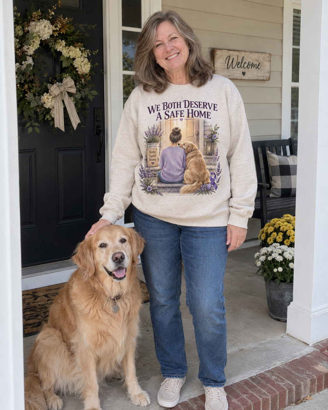 We Both Deserve A Safe Home Dog Domestic Violence Awareness Sweatshirt