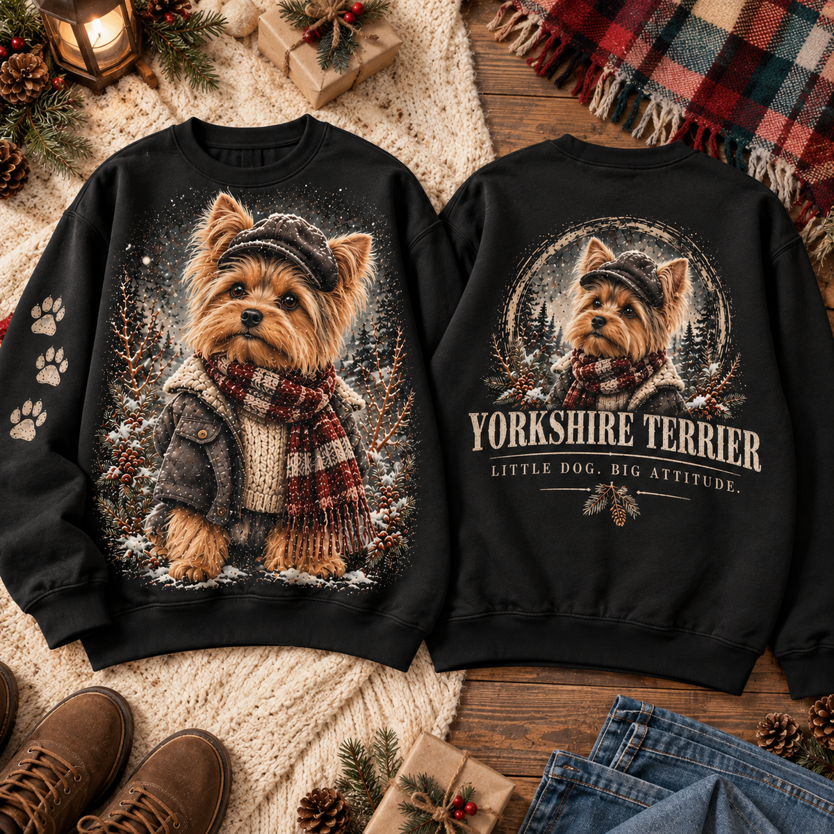 Winter Dog Lover Vintage Graphic Sweatshirt