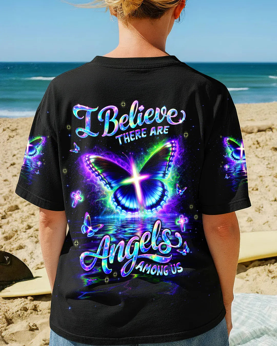 I Believe There Are Angels Among Us Butterfly Women's All Over Print T-Shirt