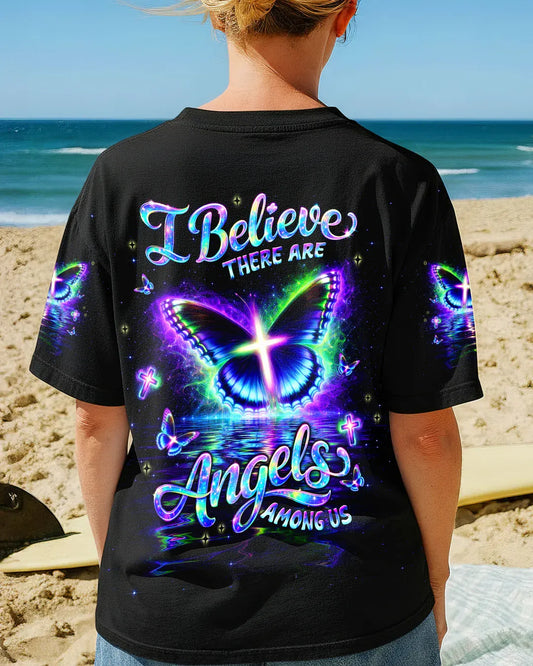 I Believe There Are Angels Among Us Butterfly Women's All Over Print T-Shirt