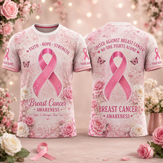 Breast Cancer Awareness Faith Hope Strength Personalized T-Shirt