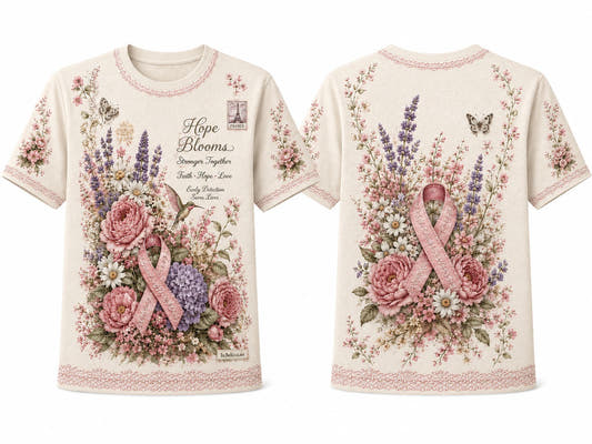 Pink Ribbon Floral Support Breast Cancer Awareness