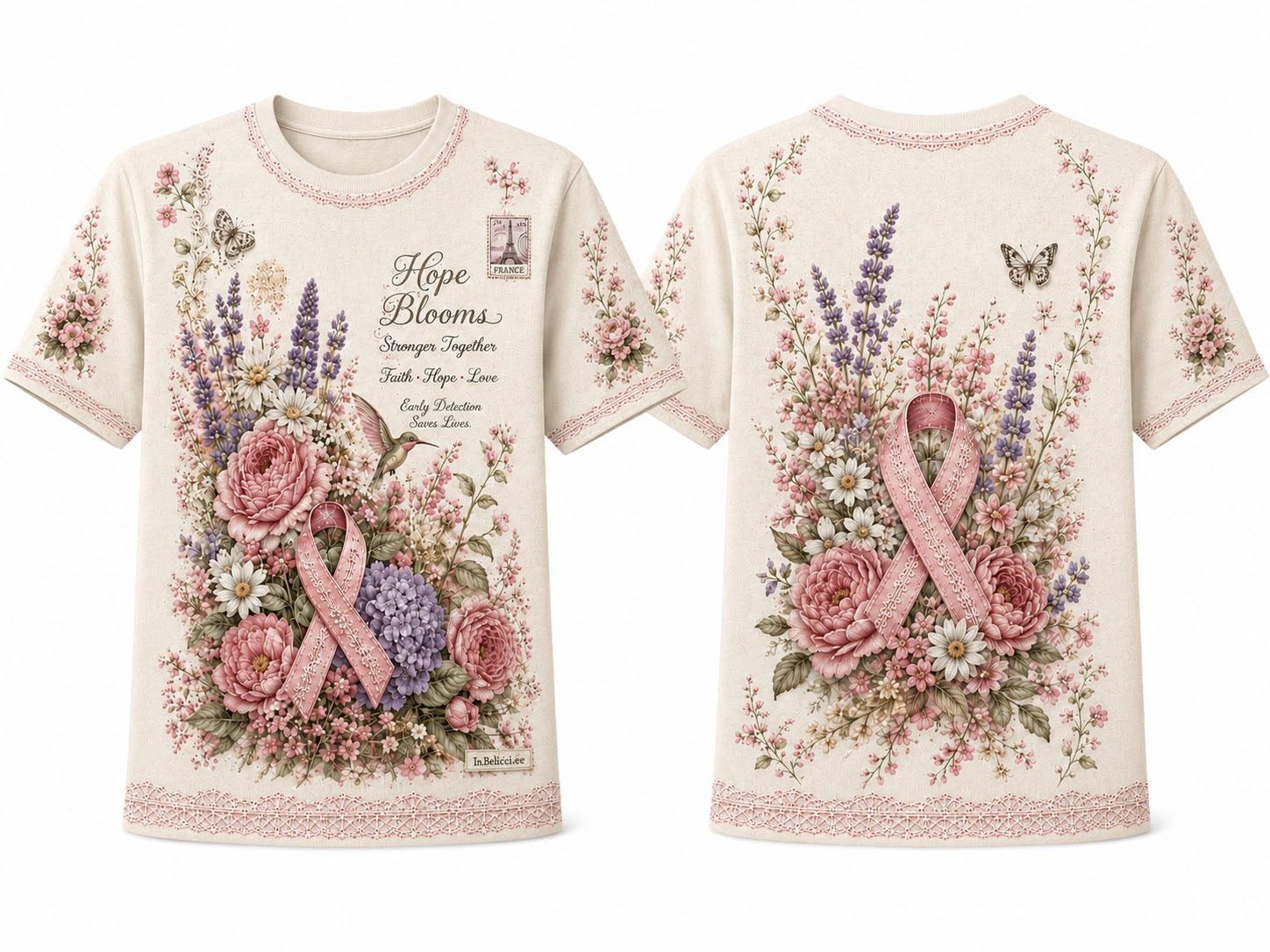 Pink Ribbon Floral Support Breast Cancer Awareness