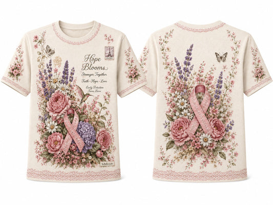 Pink Ribbon Floral Support Breast Cancer Awareness