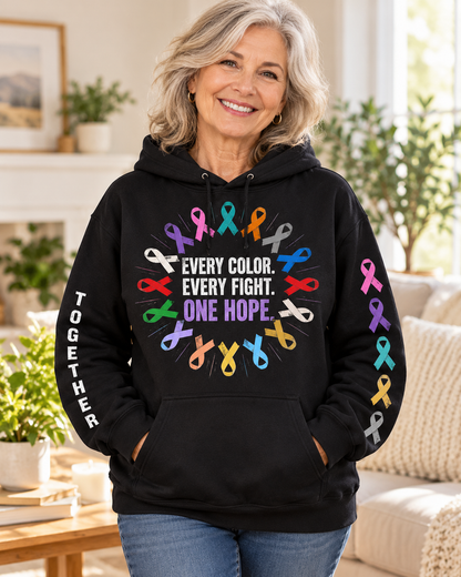 Every Color Every Fight One Hope Multicolor Cancer Awareness Hoodie