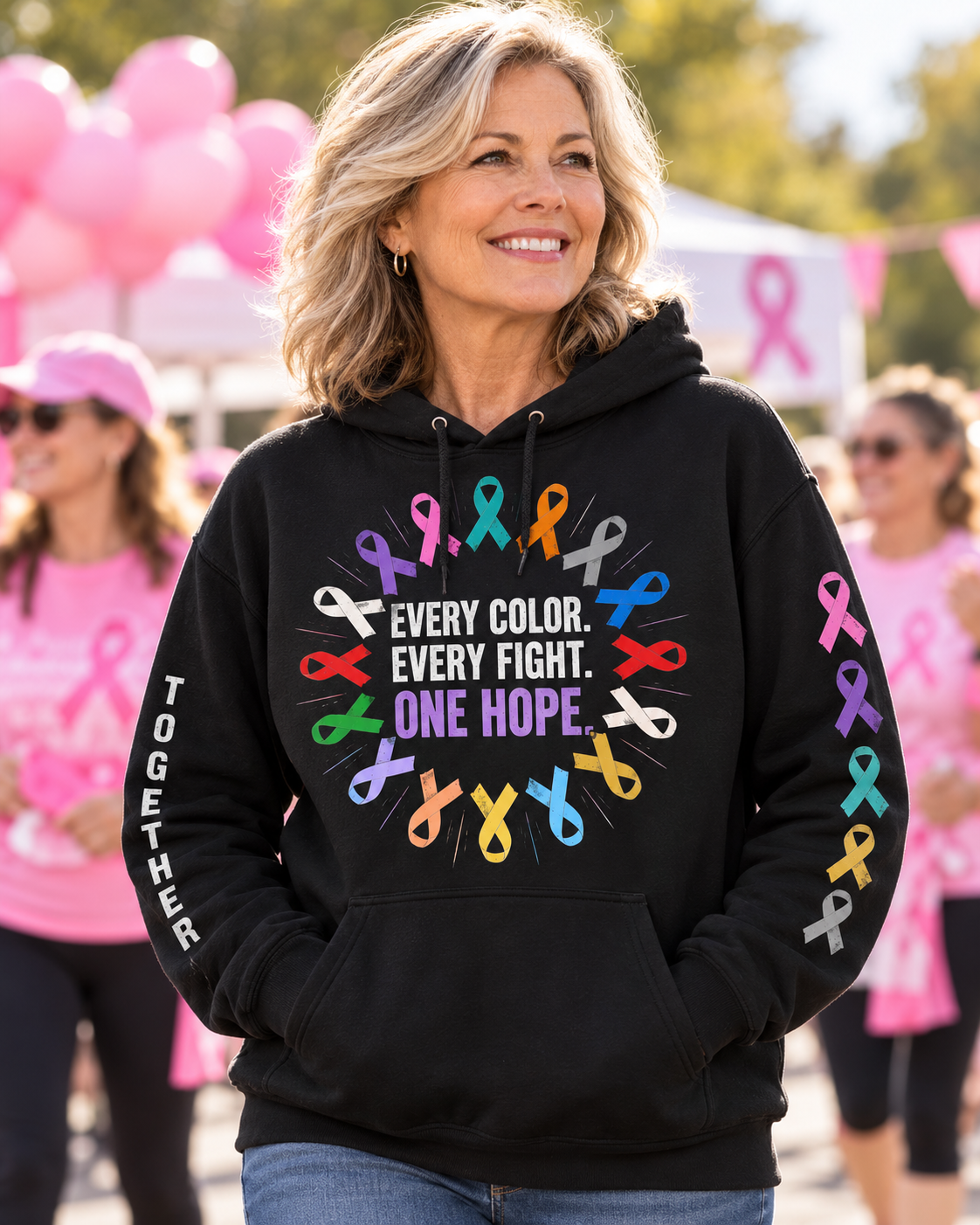 Every Color Every Fight One Hope Multicolor Cancer Awareness Hoodie