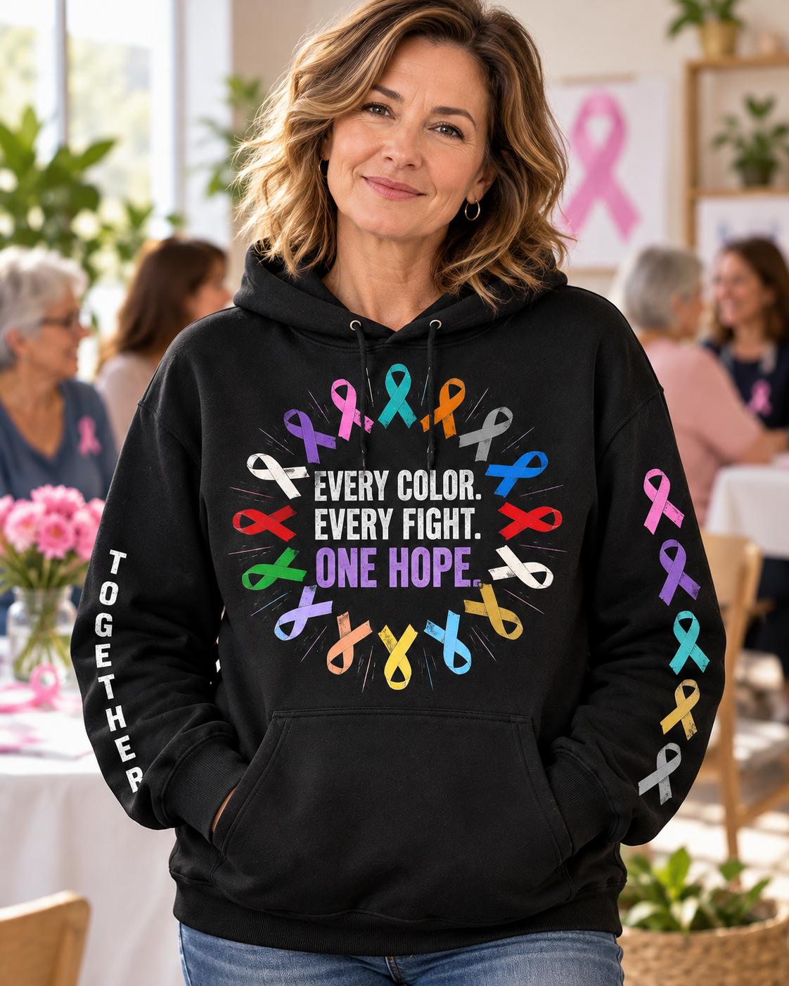 Every Color Every Fight One Hope Multicolor Cancer Awareness Hoodie