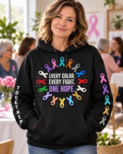 Every Color Every Fight One Hope Multicolor Cancer Awareness Hoodie