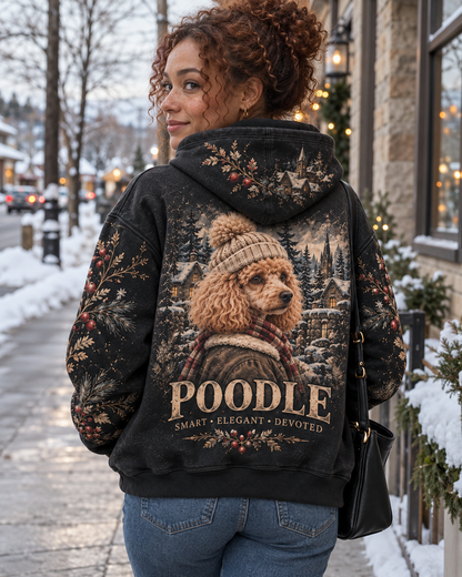 Vintage Poodle Winter Village Graphic Sweatshirt